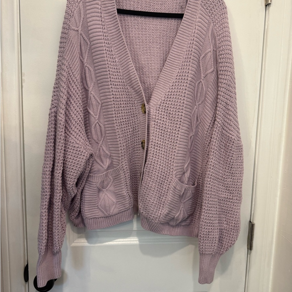 a.n.a Lilac Cable Knit Cardigan